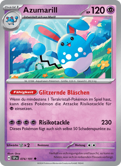 Azumarill 074/191 Stürmische Funken Pokémon Karte