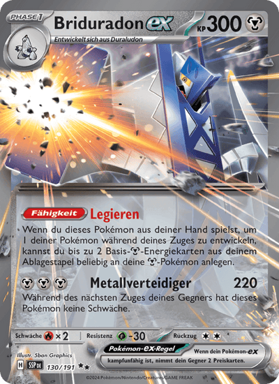 Briduradon-ex 130/191 Stürmische Funken Pokémon Karte