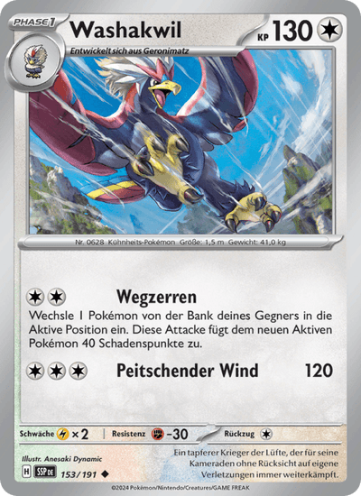 Washakwil 153/191 Stürmische Funken Pokémon Karte