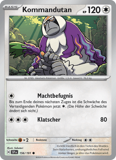 Kommandutan 156/191 Stürmische Funken Pokémon Karte