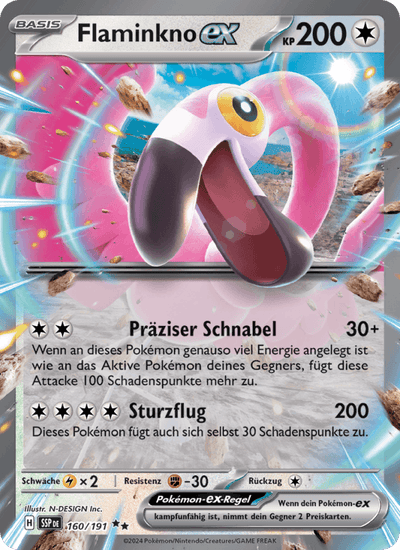 Flaminkno-ex 160/191 Stürmische Funken Pokémon Karte
