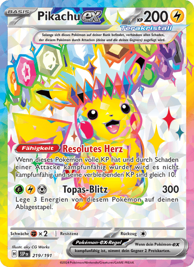 Pikachu-ex 219/191 Stürmische Funken Pokémon Karte