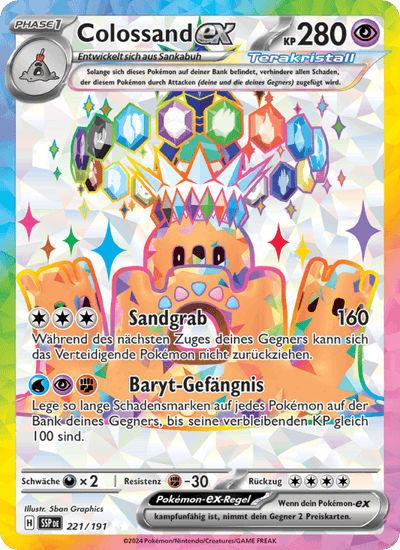 Colossand-ex 221/191 Stürmische Funken Pokémon Karte