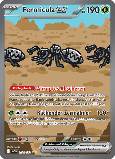 Fermicula-ex 236/191 Stürmische Funken Pokémon Karte