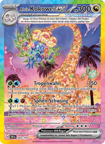 Alola-Kokowei-ex 242/191 Stürmische Funken Pokémon Karte
