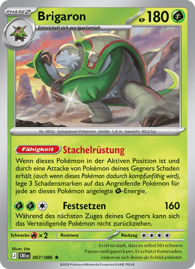 Brigaron 007/086 Wachsendes Chaos Pokémon Karte