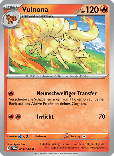 Vulnona 009/086 Wachsendes Chaos Pokémon Karte