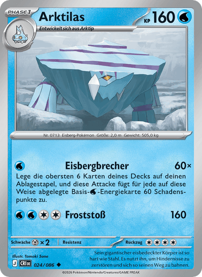 Arktilas 024/086 Wachsendes Chaos Pokémon Karte