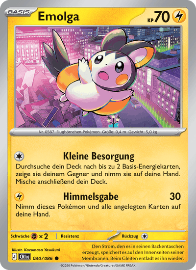 Emolga 030/086 Wachsendes Chaos Pokémon Karte