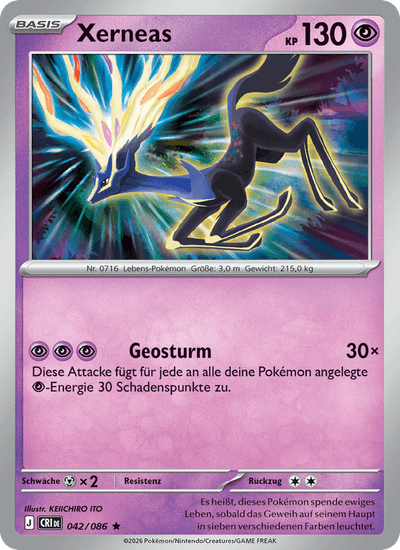 Xerneas 042/086 Wachsendes Chaos Pokémon Karte