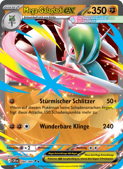 Mega-Galagladi-ex 048/086 Wachsendes Chaos Pokémon Karte
