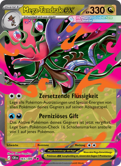 Mega-Tandrak-ex 065/086 Wachsendes Chaos Pokémon Karte