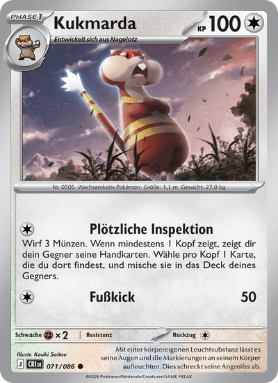 Kukmarda 071/086 Wachsendes Chaos Pokémon Karte