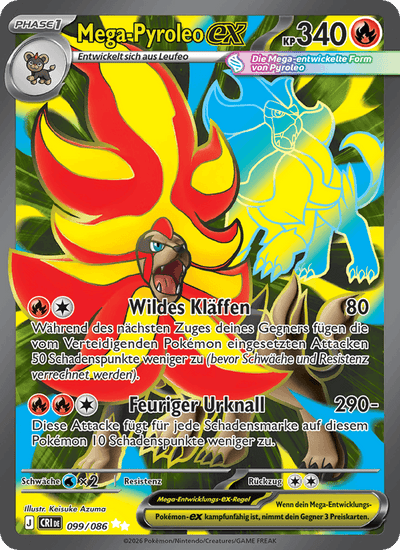 Mega-Pyroleo-ex 099/086 Wachsendes Chaos Pokémon Karte