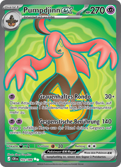 Pumpdjinn-ex 102/086 Wachsendes Chaos Pokémon Karte