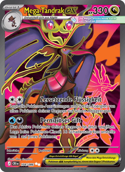 Mega-Tandrak-ex 104/086 Wachsendes Chaos Pokémon Karte