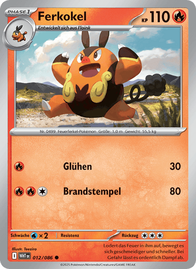 Ferkokel 012/086 Weiße Flammen Pokémon Karte
