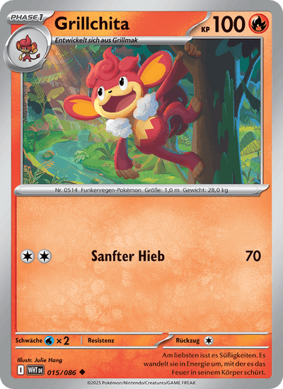 Grillchita 015/086 Weiße Flammen Pokémon Karte