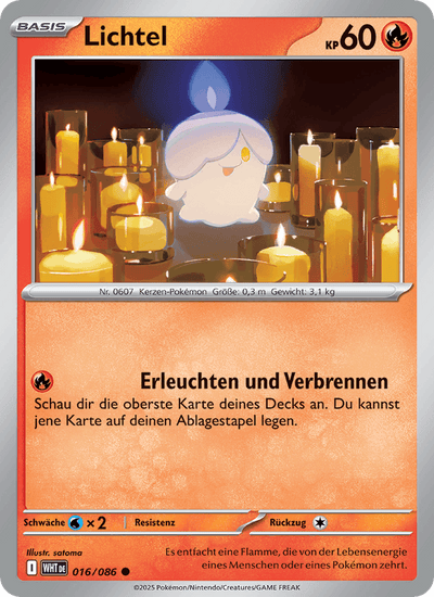 Lichtel 016/086 Weiße Flammen Pokémon Karte