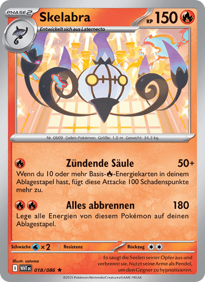Skelabra 018/086 Weiße Flammen Pokémon Karte
