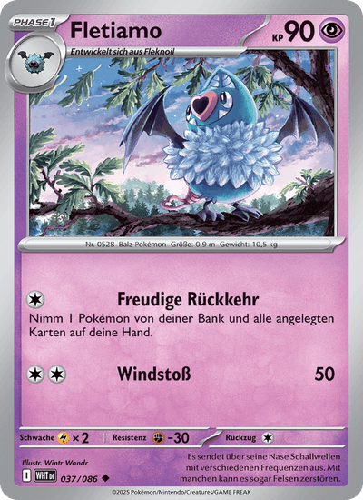 Fletiamo 037/086 Weiße Flammen Pokémon Karte