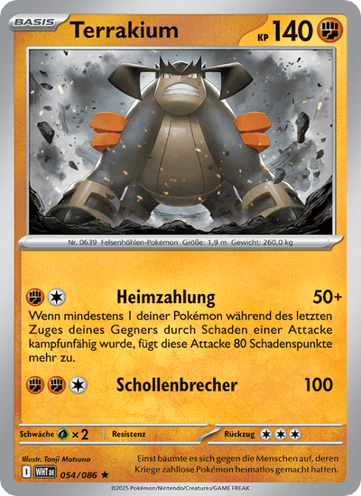 Terrakium 054/086 Weiße Flammen Pokémon Karte