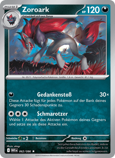 Zoroark 062/086 Weiße Flammen Pokémon Karte