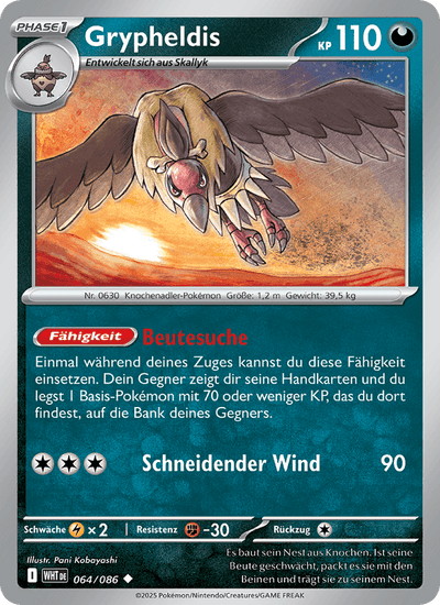 Grypheldis 064/086 Weiße Flammen Pokémon Karte