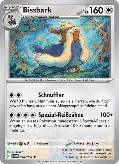 Bissbark 076/086 Weiße Flammen Pokémon Karte