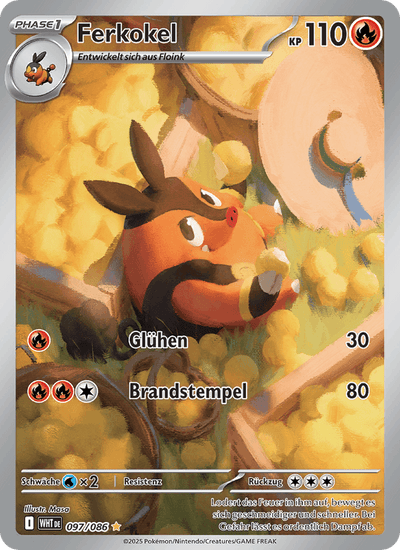Ferkokel 097/086 Weiße Flammen Pokémon Karte