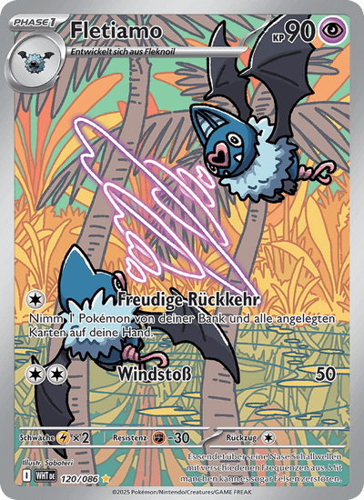 Fletiamo 120/086 Weiße Flammen Pokémon Karte