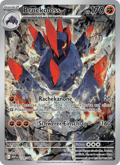 Brockoloss 129/086 Weiße Flammen Pokémon Karte