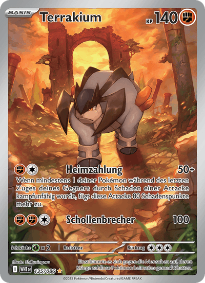 Terrakium 135/086 Weiße Flammen Pokémon Karte