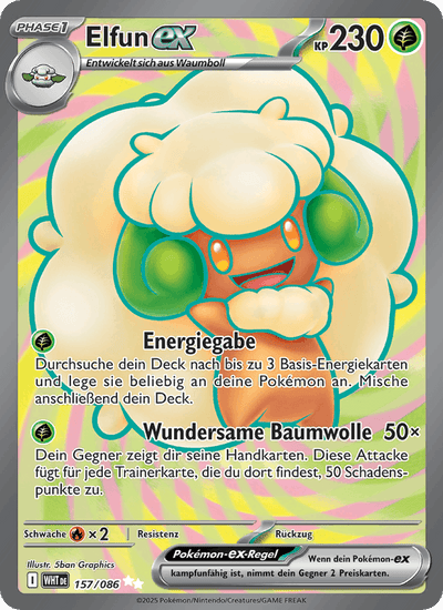 Elfun-ex 157/086 Weiße Flammen Pokémon Karte